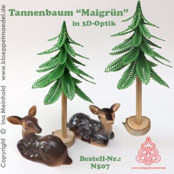 Preview: 507 Klöppelbrief Tannenbaum “Maigrün" in 3D-Optik